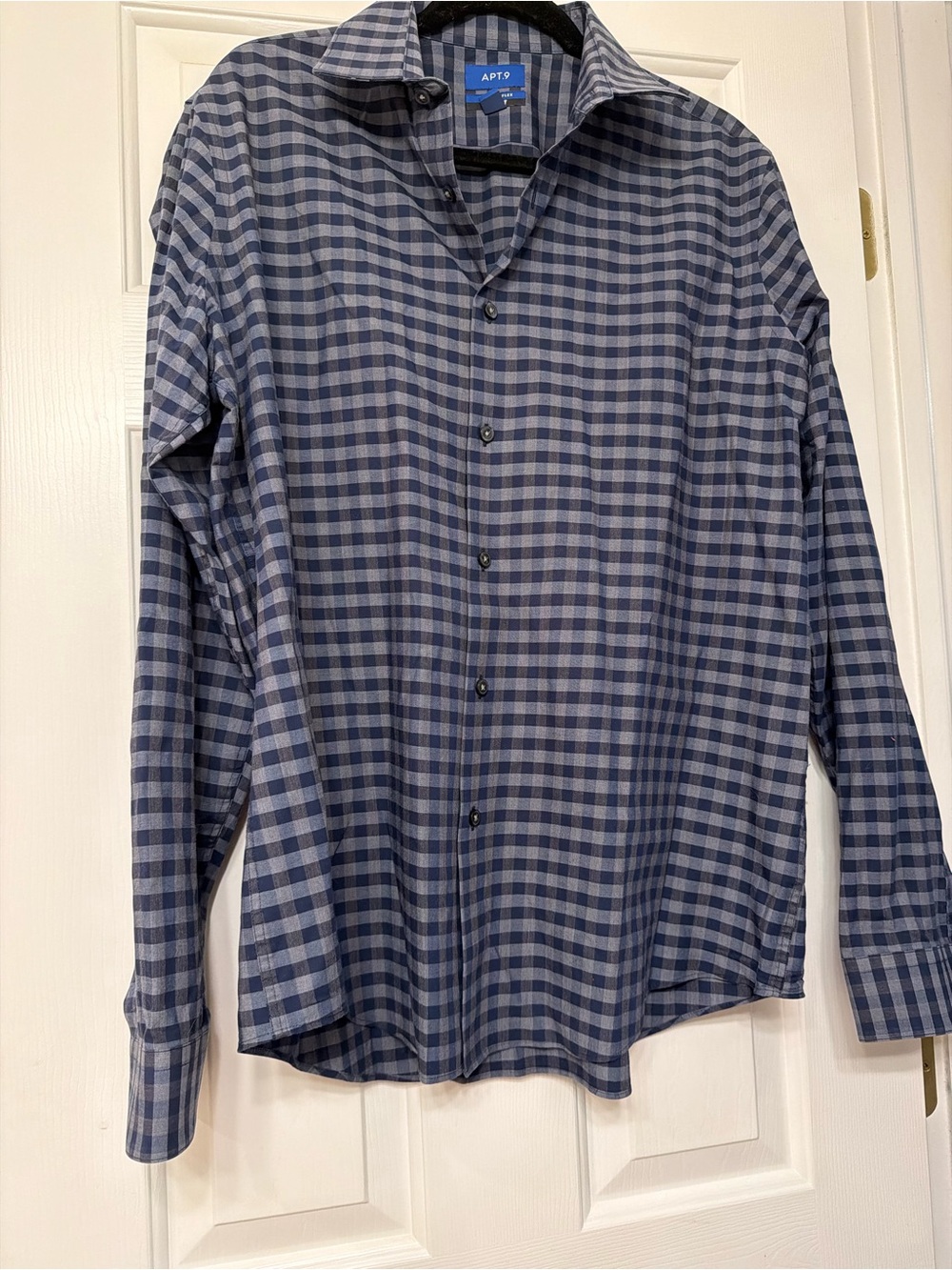 Apt. 9 Men’s Navy and Light Blue Check Button-Down Shirt